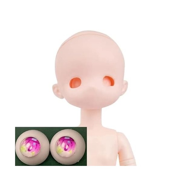 VIXDA 8 Yeux de Couleur Anime Visage poupée Bricolage 30cm poupée Maquillage tête de poupée Peut être Ouvert ou poupée enti