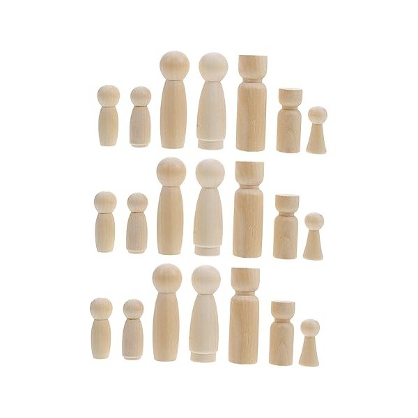 SEWACC 50Pcs Bricolage Poupée en Bois Décor Boisé Jouets De Bureau Décor pour La Maison Poupées À Cheville Non Peintes Corps 