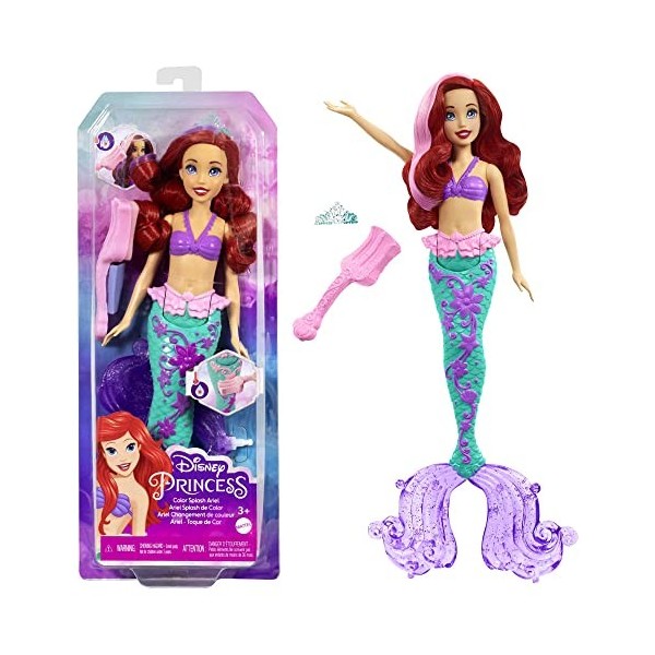 Princesses Disney Poupée La Petite Sirène Ariel Couleurs avec Cheveux Et Queue De Sirène Qui Changent De Couleur Au Contact D