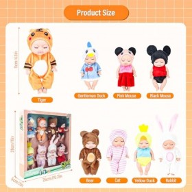 Hojalis 8 Pcs Poupée Reborn, Bebe Reborn Silicone, Mini Poupées Reborn, Réaliste Poupées Émulée avec Vêtements, Lavable Bebe 