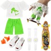 FOHYLOY Finger Skateboard, Skateboard à Doigts, Mini Skateboard Set avec Patins Chaussures, Pantalon, Genouillère, T-Shirt, B