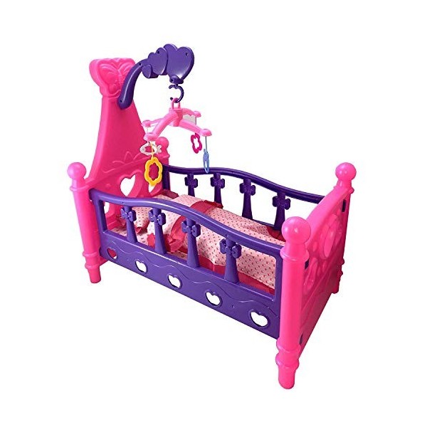 Tiktaktoo Grand Lit de Poupée avec Coussin + Couverture Carrousel 3in1 Enfants Berceau pour Poupée Literie sans Poupée Meuble