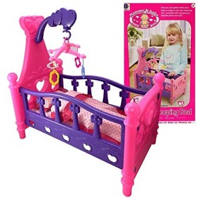 Tiktaktoo Grand Lit de Poupée avec Coussin + Couverture Carrousel 3in1 Enfants Berceau pour Poupée Literie sans Poupée Meuble