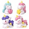 4 Pièces Licorne Figurine, Cake Topper Licorne Gateau Décorations Miniature Statue Poupée Jouet Licorne Miniature Ornement po