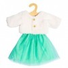 Heless 2370-Vêtements Yuki, Set de 2 pièces en Blanc et Turquoise, avec Veste et Jupe en Tulle Scintillant pour poupées et An