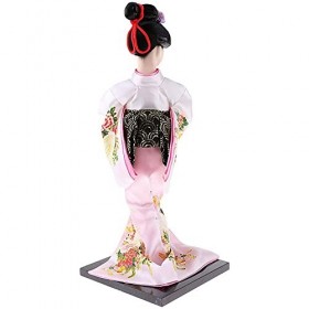 Herklotzn 12- Poupée japonaise avec ornements de fan - Cadeau artistique de collection - Rose - Cadeau pour fille