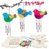 WEDNOK 6 Kits Bricolage Oiseaux 3D Carillon à Vent Artisanat en Bois à Peindre Décoration Suspendue DIY Activité Manuelle Loi