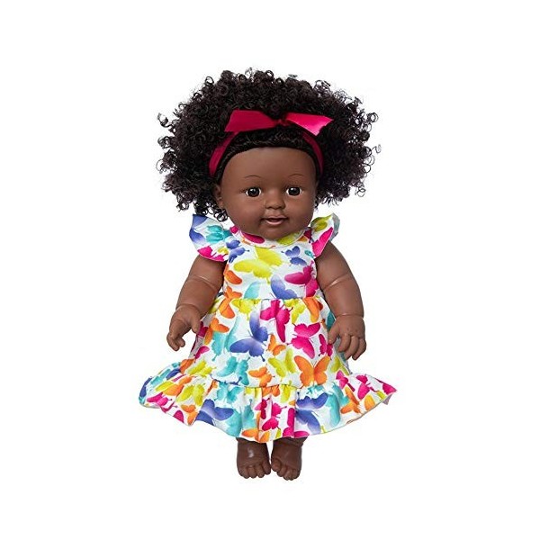 Uteruik Poupée noire de 30,5 cm avec robe sans manches, bandeau pour enfants, cadeau danniversaire E 