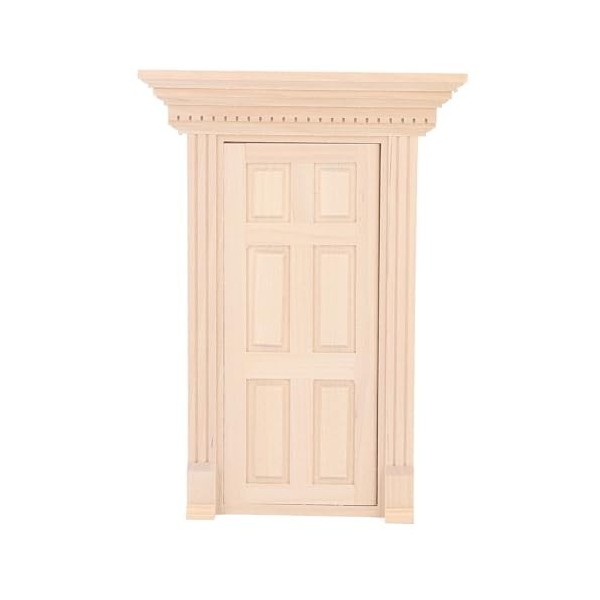 Srliya Panneau de Porte Miniature en Bois pour Maison de Poupée 1:12, Cadre de Porte à 6 Grilles, Meubles Non Peints, Accesso