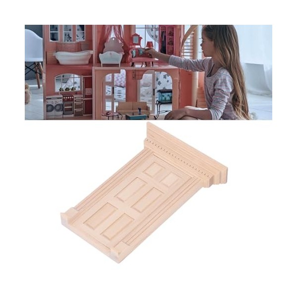 Srliya Panneau de Porte Miniature en Bois pour Maison de Poupée 1:12, Cadre de Porte à 6 Grilles, Meubles Non Peints, Accesso