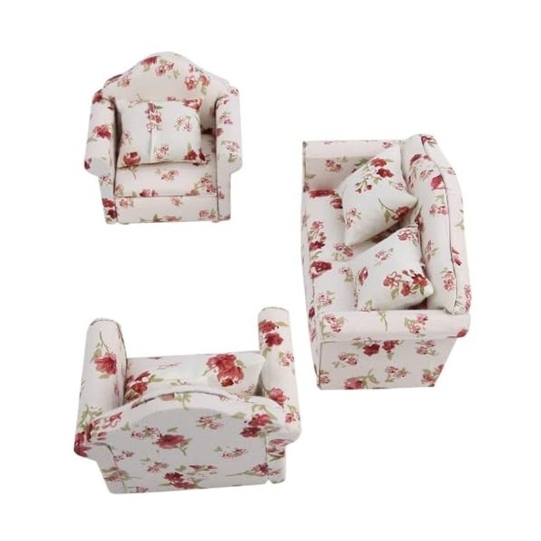 LHYTDBFP Chaise canapé de Maison de poupée 3pcs, Fauteuil de Meubles de Salon Miniature, Accessoires avec Coussins arrière