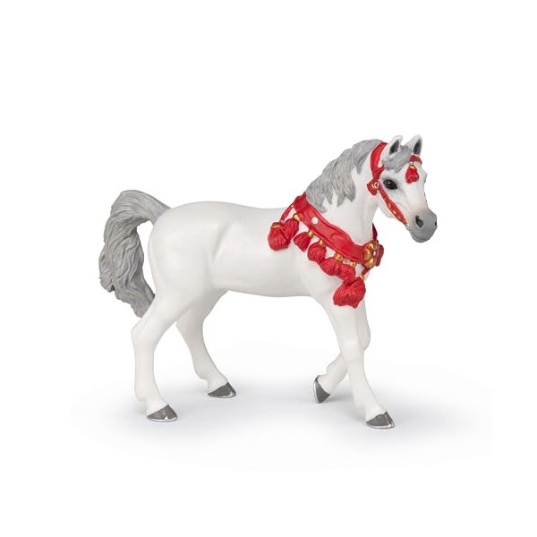 Papo -Figurine Peinte A La Main -Chevaux, Poulains et Poneys -Cheval Arabe Blanc en Tenue de Parade -51568-À Collectionner-po