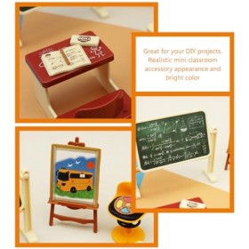 MAGICLULU 2 Ensembles De Meubles De Salle De Classe pour Maison De Poupée Tableau Noir Miniature Chaise De Bureau Modèles De 