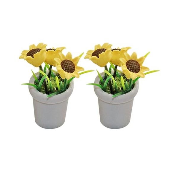 TOYANDONA 2 Pièces Bonsaï De Tournesol Miniature Mini Pot De Fleur De Tournesol Maison De Poupée Tournesol Artificiel Plantes