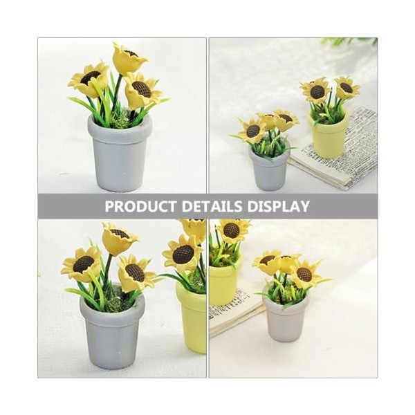 TOYANDONA 2 Pièces Bonsaï De Tournesol Miniature Mini Pot De Fleur De Tournesol Maison De Poupée Tournesol Artificiel Plantes