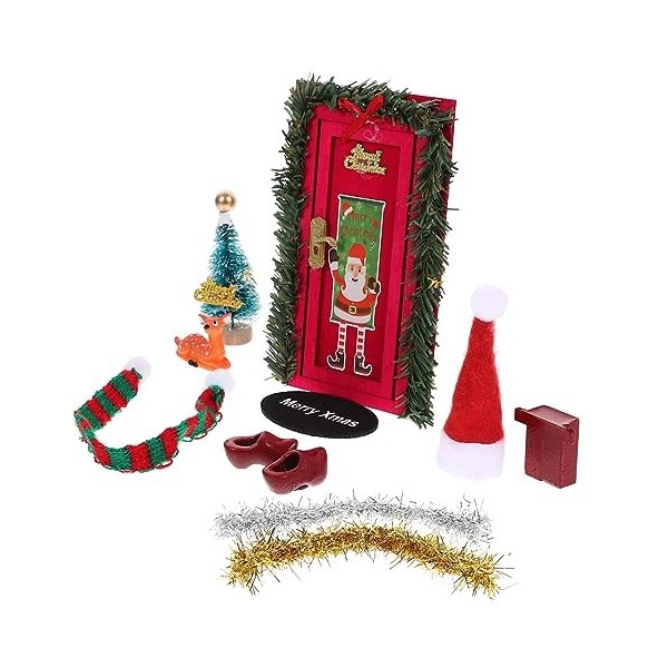 KOMBIUDA 1 Jeu Décoration De Noël Miniature Décoration De Fête De Kit Porte Féerique Petit Arbre De Noël Accessoires De Jardi
