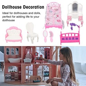 Ensemble de Chambre à Coucher de Maison de Poupée, Ensemble de Meubles de Chambre à Coucher de Maison de Poupée de Lit Peigne