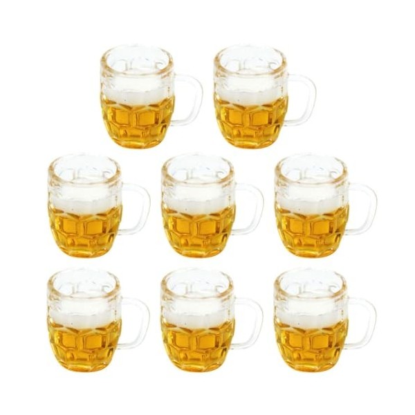 TOYANDONA 8 Pièces Tasses À Bière Miniatures en Plastique Mini Tasse À Bière Modèle De Tasse Tasses Tasses Maison De Poupée M