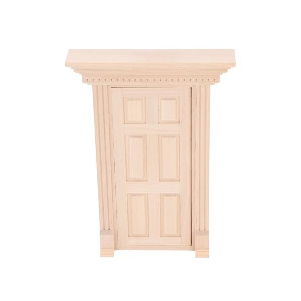 Vcedas Panneau de Porte Miniature en Bois pour Maison de Poupée 1:12, Cadre de Porte à 6 Grilles, Meubles Non Peints, Accesso