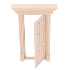 Vcedas Panneau de Porte Miniature en Bois pour Maison de Poupée 1:12, Cadre de Porte à 6 Grilles, Meubles Non Peints, Accesso