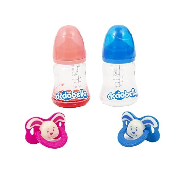 Cicciobello - Ensemble daccessoires avec 2 sucettes et Deux biberons pour la Petite Fille Qui Veut Prendre Soin de sa poupée