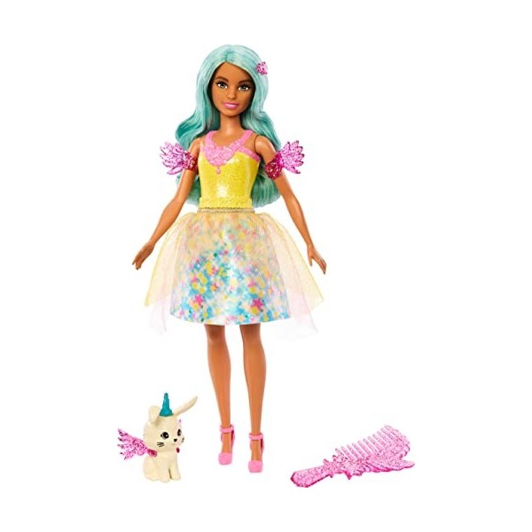 Barbie Coffret A Touch Of Magic Avec Poupée Teresa En Tenue De Fée Et Figurine Lapin, Accessoires Inclus, À Collectionner, Jo