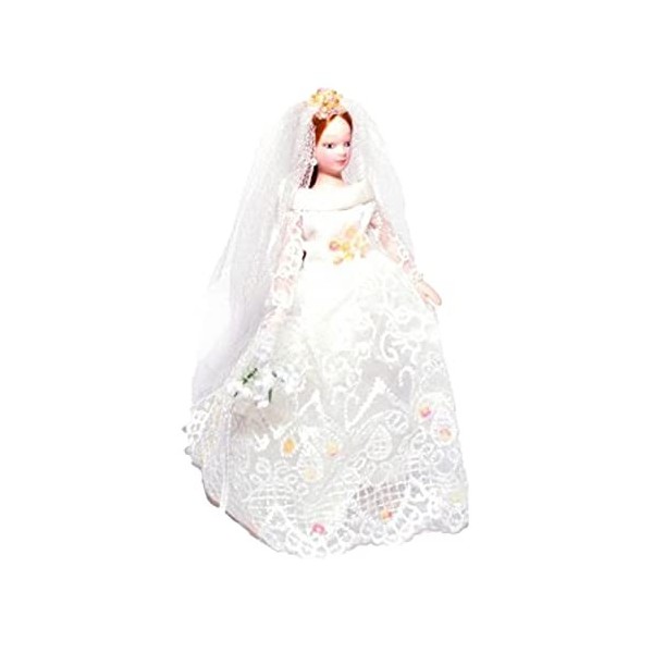 Melody Jane Maison de Poupées Mariée W Cheveux Long Porcelaine Mariage Figurine Dame Femme