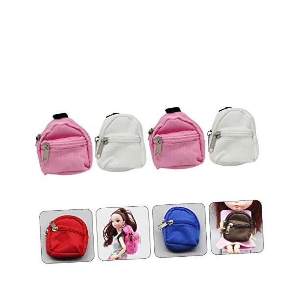 Toyvian 4 Pièces Sac Décole De Simulation Modèle De Scène Miniature Porte-clés Sac à Main à Fermeture Éclair Sacs à Mini Liv