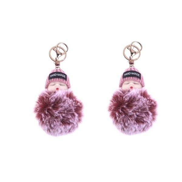 ibasenice 2 Pièces en Peluche Poupée Bébés Poupées Moelleux Porte-Clés Bébé Poupée Para Mujer en Peluche Porte-Clés Porte-Clé