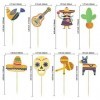 Gyufise Lot de 32 décorations de gâteau sur le thème mexicain pour cupcakes sur le thème mexicain cactus, âne, taco, poivre, 