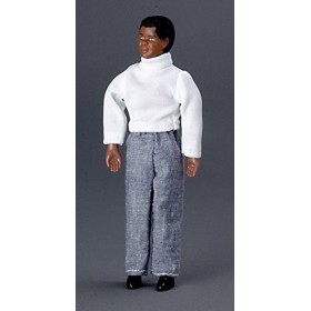 Maison de Poupées Miniature 1:12 Échelle People Noir Père Papa Man