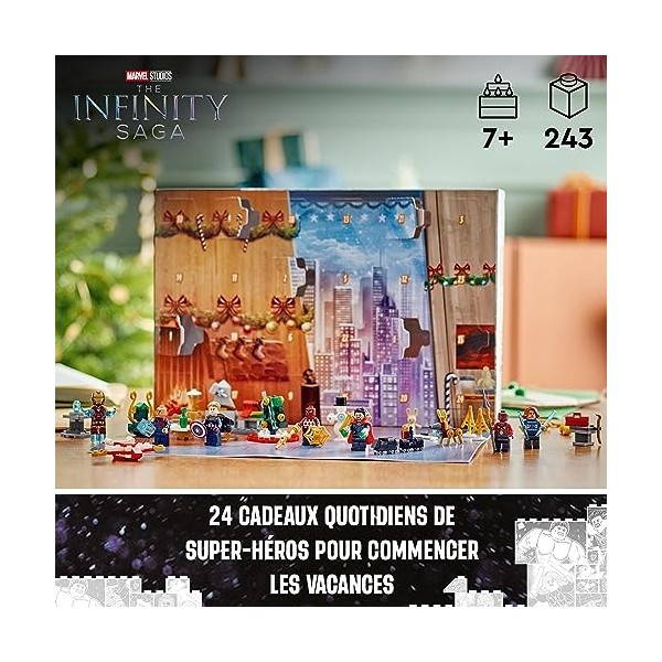 LEGO 76267 Marvel Le Calendrier de l’Avent des Avengers 2023, avec 24 Cadeaux incluant Captain America, Spider-Man, Iron Man 