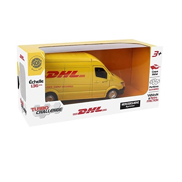 TURBO CHALLENGE - Camion DHL - City - 850318-1/36 - Voiture Rétro-Friction - Jaune - Métal - À Partir de 3 Ans