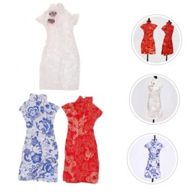 Toyvian 3 Pièces Vêtements De Poupée Bébé Poupée Robe Jouets Robes Décor Vintage Vêtements Costumes Chinois Robe Tenue Vêteme