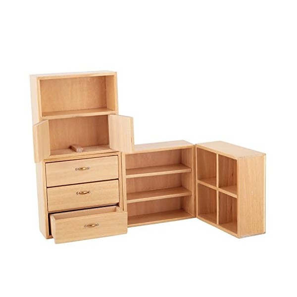 Armoire en Bois 1/12 unité Darmoire de Chambre à Coucher de Salon Ensemble de Cuisine Miniature Délicat Ensemble de Meubles 