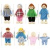 Wagoog Ensemble de Famille de poupées de Maison de poupées - en Bois 8 Mini Figurines de Personnages poupées pour Accessoires