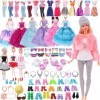 Lot de 51 vêtements Barbie pour poupées et accessoires, comprenant 4 tenues dhiver, 1 robe de mariée, 8 jupes, hauts, pantal
