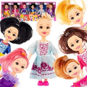 Kinderplay 6 poupées Princesses en Plusieurs Couleurs - Fashion pour Maison de poupée, KP1617