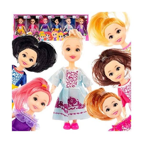 Kinderplay 6 poupées Princesses en Plusieurs Couleurs - Fashion pour Maison de poupée, KP1617