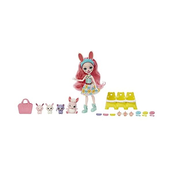 Enchantimals Coffrets Meilleurs Amis Des Bébés, Petite poupée, Figurine amie, 3 bébés animaux et accessoires, Boîte à surpris