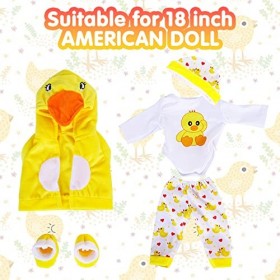 Vêtements de poupée pour 18 pouces, avec bonnet, chaussettes, pantalon à manches longues et gilet, petit canard poupées, vête