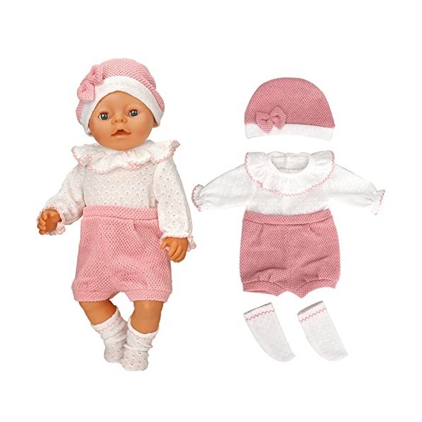 Vêtements de poupée pour poupées de 36 à 43 cm, tenue en laine avec chapeau et chaussettes pas de poupée 