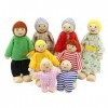 Wagoog Ensemble de poupées familiales en Bois de 8 Figurines de Petites Personnes pour Accessoires de Meubles de Maison de po