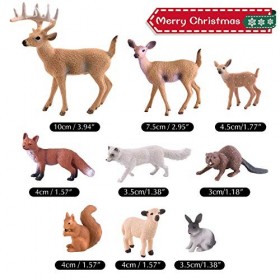 TUPARKA 10 Morceaux danimaux de la forêt, Figurine en Bois Miniature Figurine écureuil, Lapin, Renard, Mouton, Castor, fête 