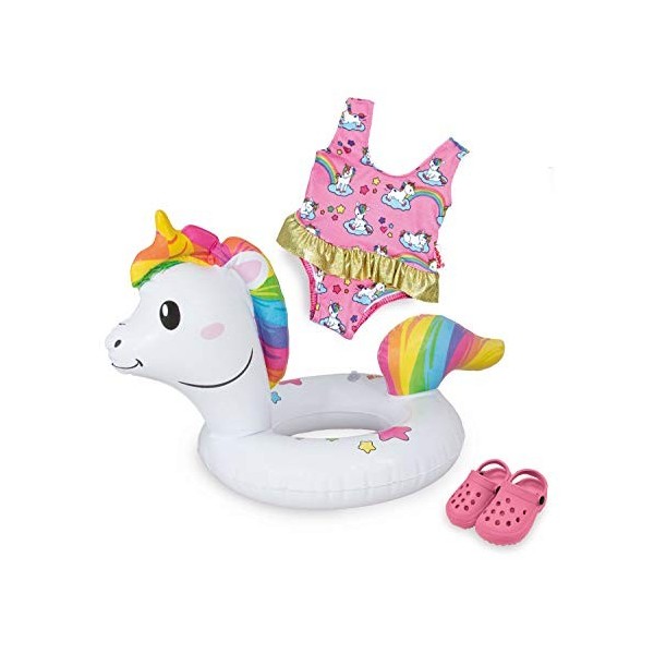 Heless 66 Kit de Natation pour poupées - Motifs Licorne - 35-45 cm