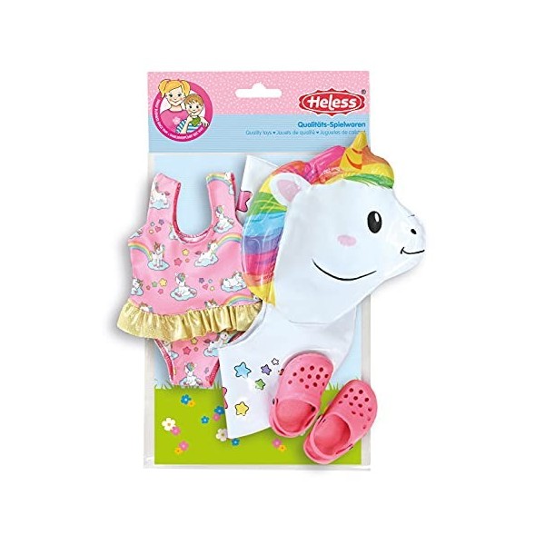 Heless 66 Kit de Natation pour poupées - Motifs Licorne - 35-45 cm