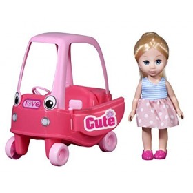 Playkidiz Mini Poupée Coupe Coupé: Prevent Play Mini Poupée Blonde avec un coupé super durable pour la maison de poupée pour 