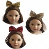 The New York Doll Collection 3 bandeaux Joli noeud poupées Filles à la mode accesories des bandeaux Arc à paillettes dorées a