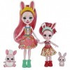 Enchantimals Coffret Sœurs avec mini-poupées Bree et Bedelia Lapin, 2 mini-figurines animales et accessoires, jouet pour enfa