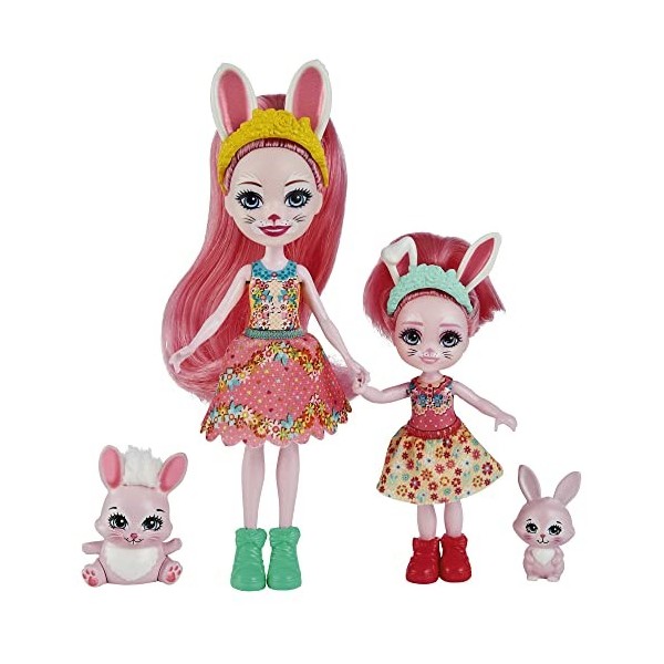 Enchantimals Coffret Sœurs avec mini-poupées Bree et Bedelia Lapin, 2 mini-figurines animales et accessoires, jouet pour enfa